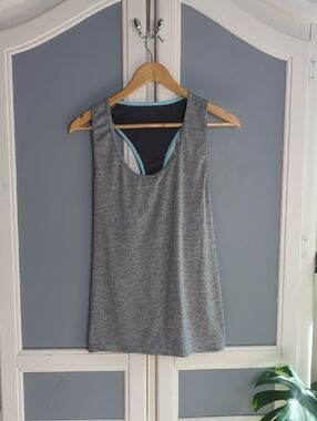 Orangetheory Heather Gray Racerback Tank Top Mint Trim Athletic Workout Top XL